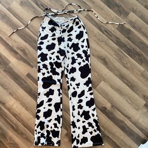 Cow print stretch pants